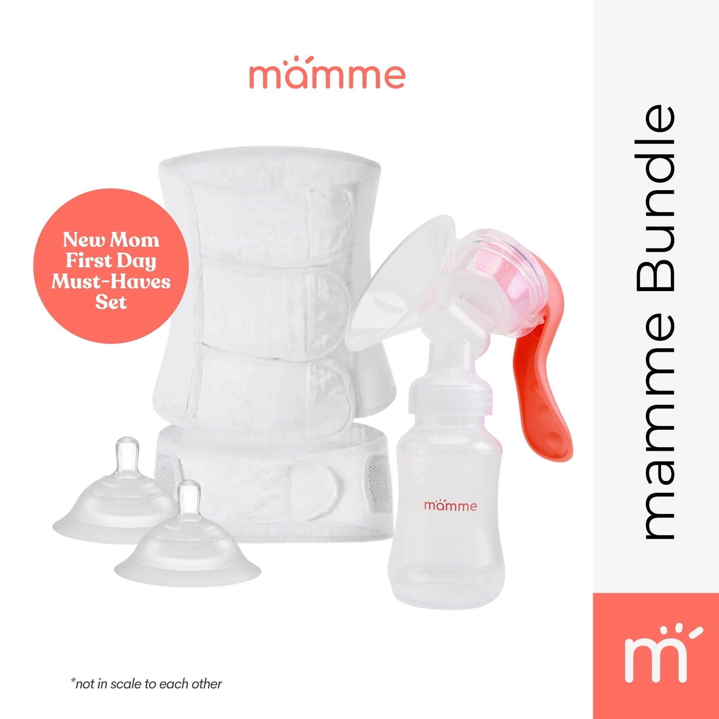 Mamme New Mom Must-Haves Set | Includes Manual Pump, Postpartum Belly Support and Nipple Shield