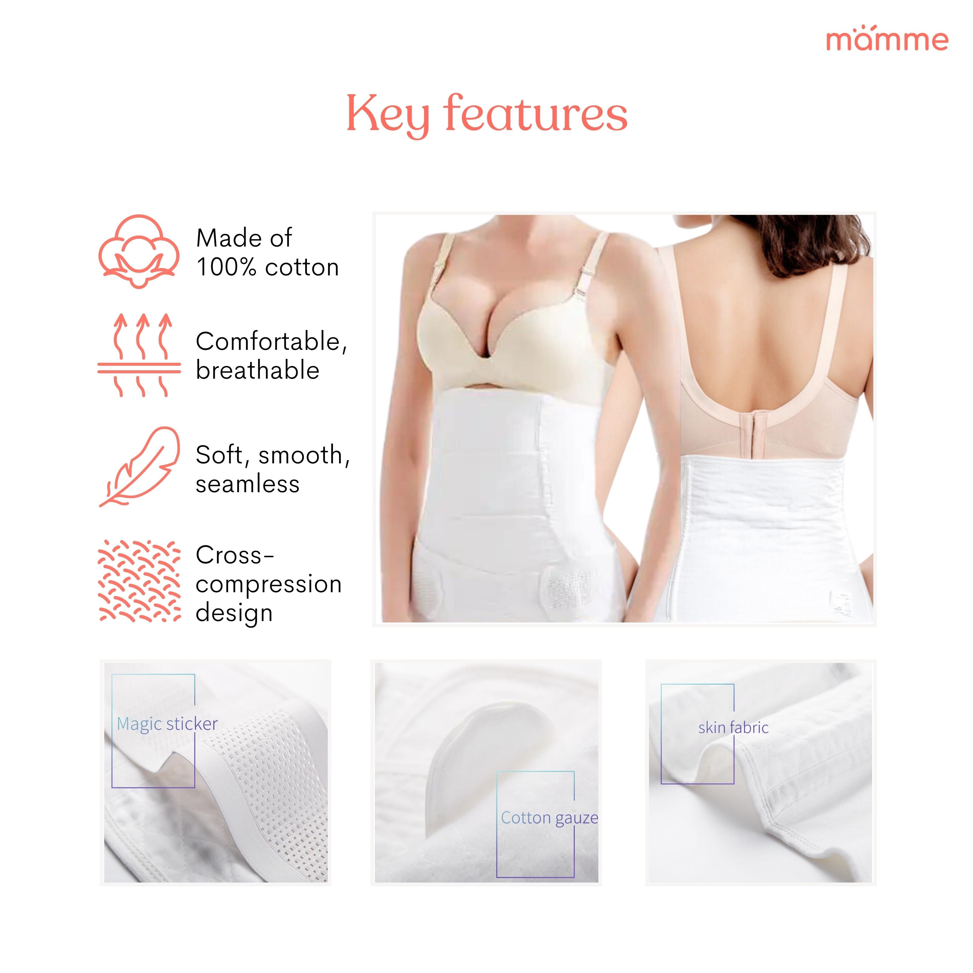 Mamme 2-pc Postpartum Binder and Belly Support | Cotton Fabric
