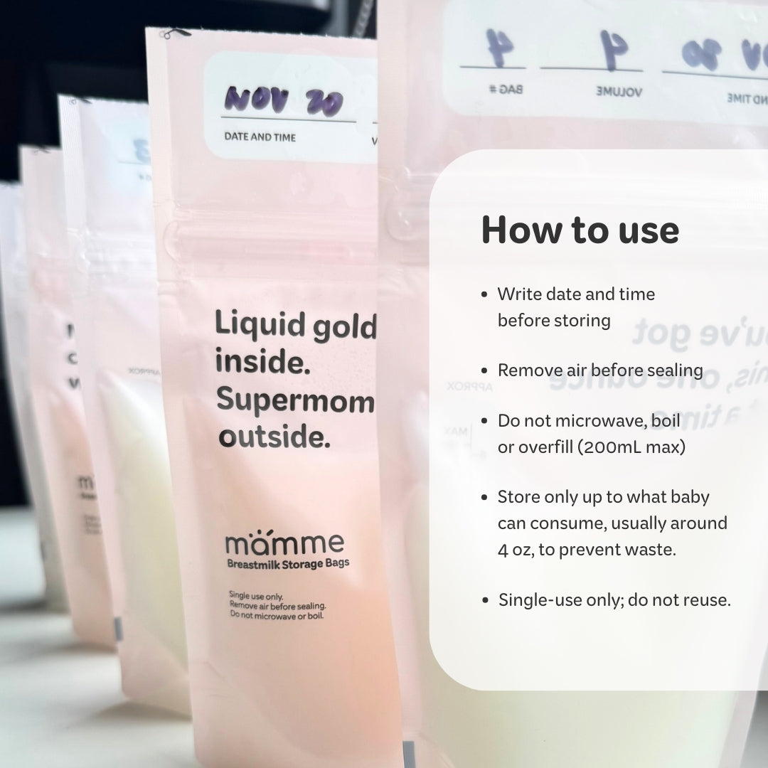 Mamme Breastmilk Storage Bags | 30 pcs 200 mL Leak-Proof and Pre-Sterilized
