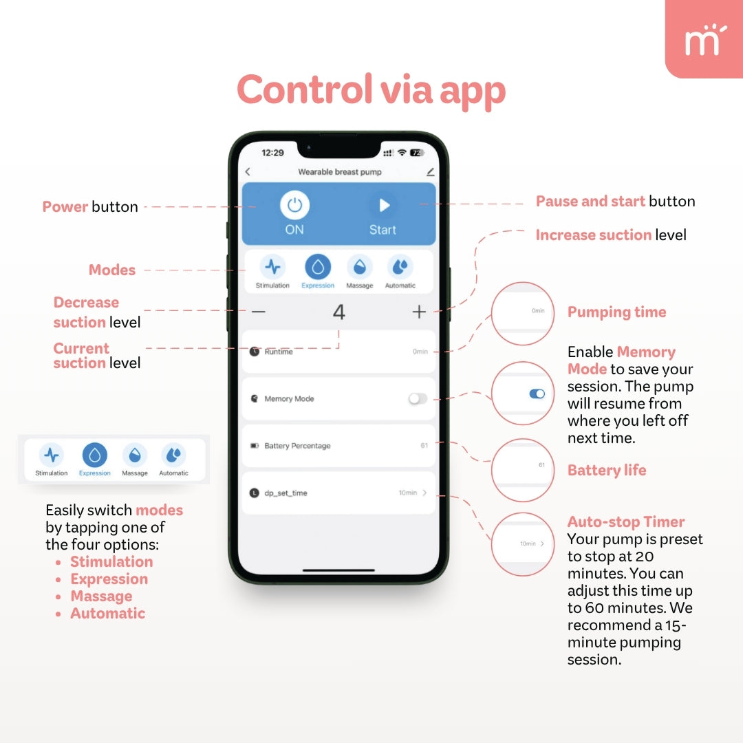 Mamme Hush Wearable Breast Pump with App